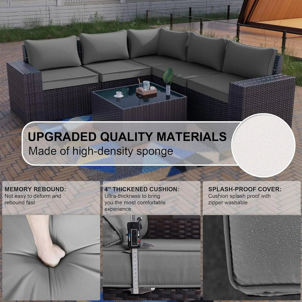 Outdoor Patio PE Wicker Rattan Sectional Sofa Set 6PCS, Customized