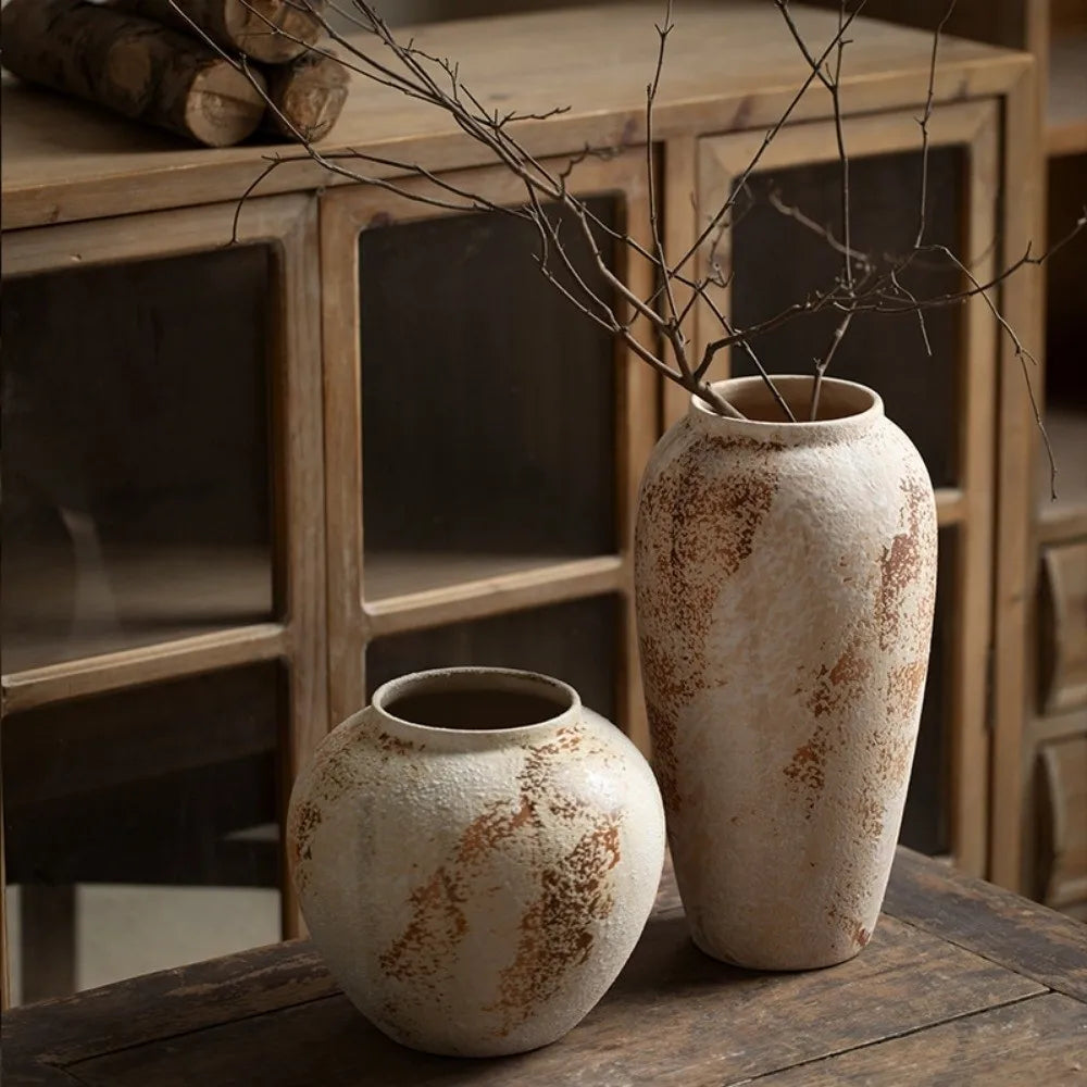 Wabi Sabi Style Ceramic Vase, Decorative Unique Speckled Texture Flower Pot