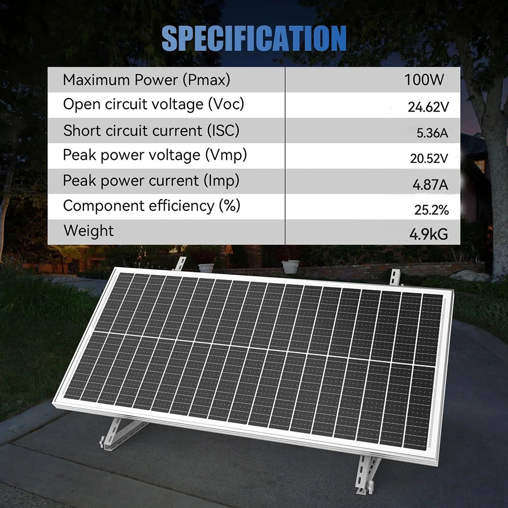 RVPOZWER 400W/200W/100W Rigid Solar Panels, 18BB N-Type Mono Cells