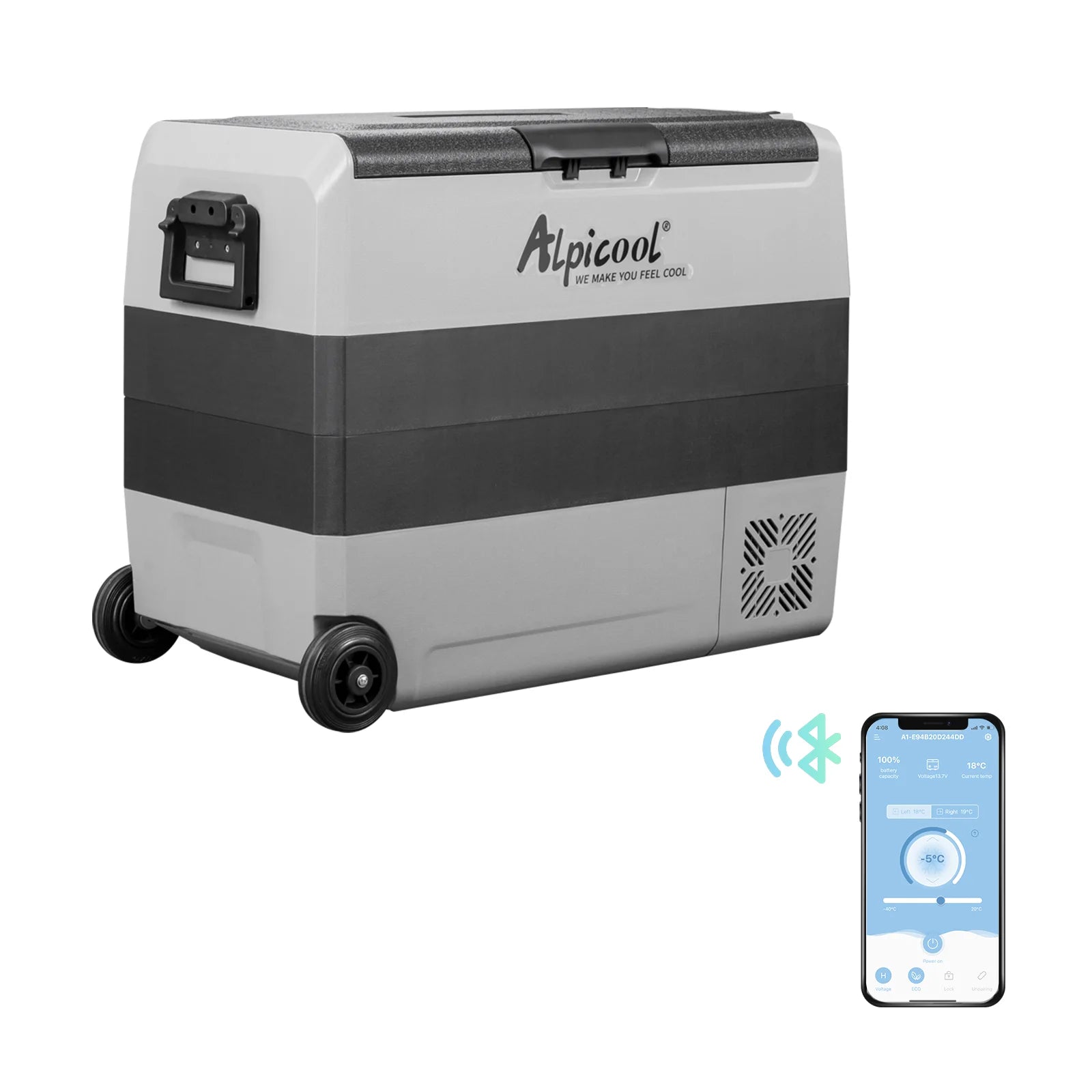Alpicool T60 Dual Temperature Control 12 Volt Refrigerator, 63 Quart Portable Fridge Freezer (-4°F~68°F)