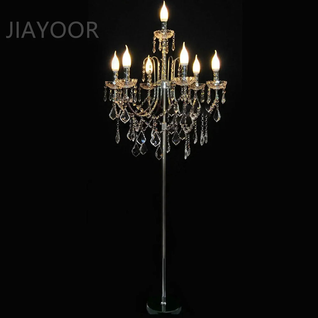 Luxury Wrought Iron & Crystal Candle Floor Lamp