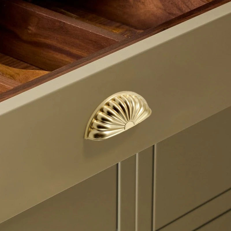 French-style Golden Wardrobe Door Handle Copper-finish, Single-hole Drawer Knob,