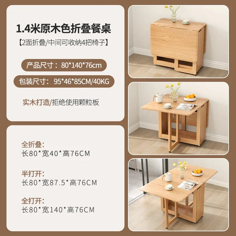 Folding Dining Table Set 6 Chairs, Luxury Modern Space Savers