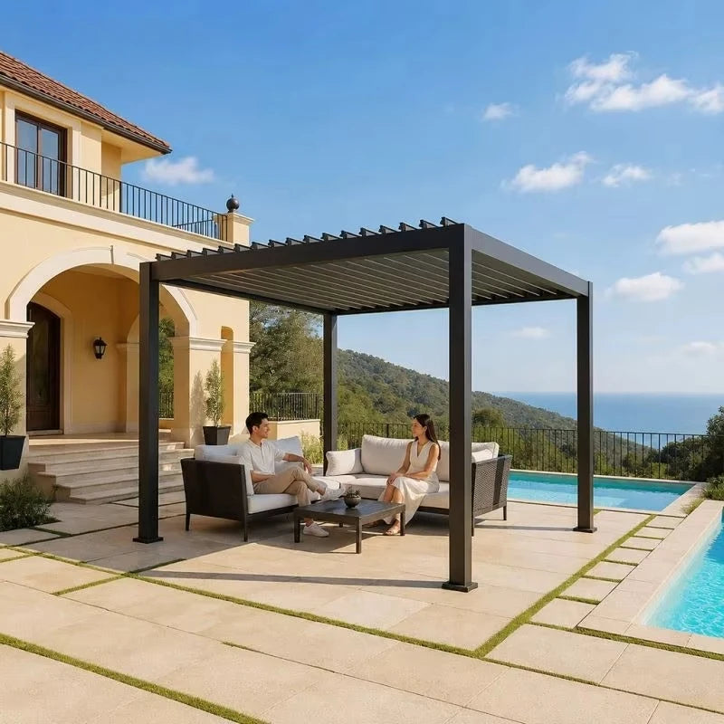 Motorized Louvered Roof Aluminum Pergola,