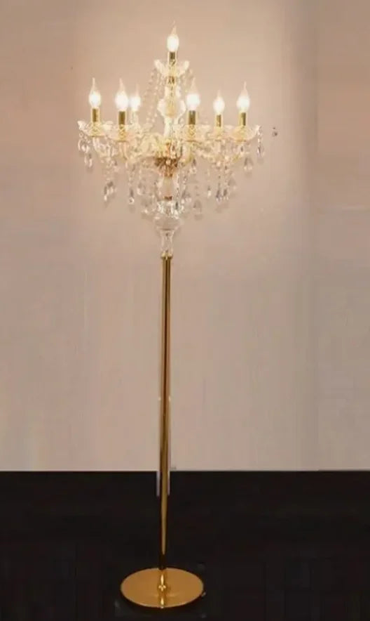 Luxury Wrought Iron & Crystal Candle Floor Lamp