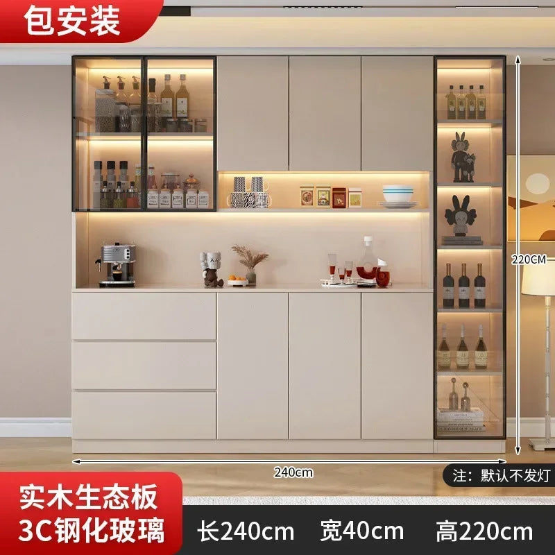 Large Modern Kitchen Pantry with Glass Doors and Drawers, Sideboard Buffet