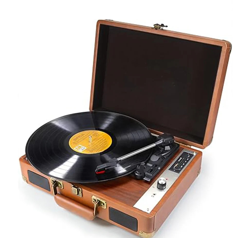 RCA Vinyl Record Player P01，3-Speed Bluetooth Suitcase Portable Belt-Driven Record Player with Built-in Speakers