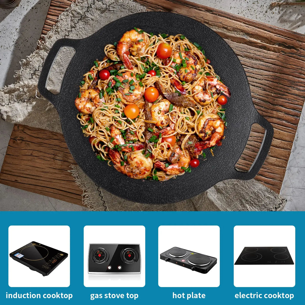 Non-Stick BBQ Grill Pan, Barbecue Cooking Plate, Korean-Style Grill Pan