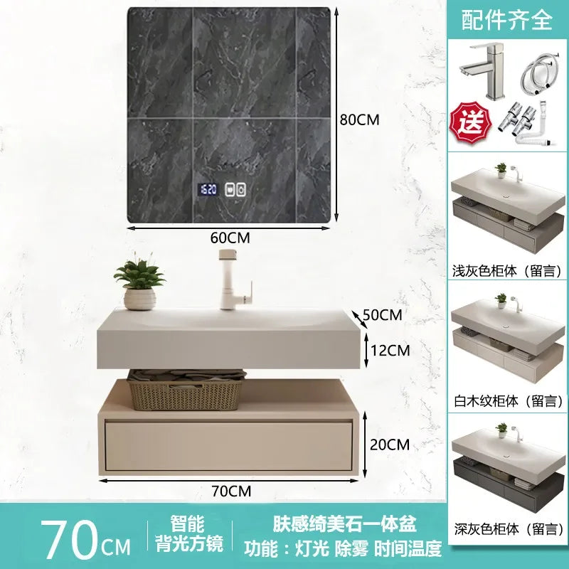 Modern Integrated Bathroom Vanity Washstand Basin, Combined Cabinet