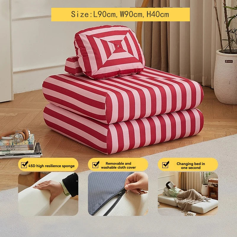 Fabric single, small-sized living room folding dual-use sofa, sofa bed