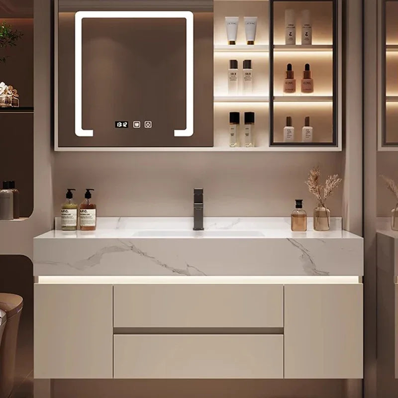 Luxury Bathroom Vanity Cabinet with Storage, Mirror, Wall Shelves
