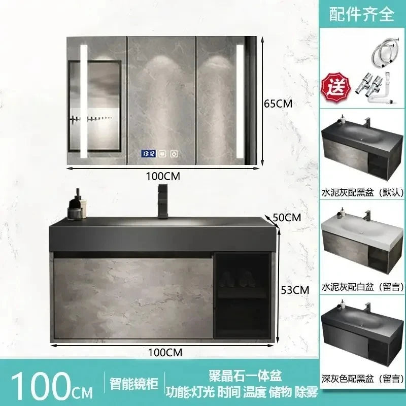 Modern Bathroom Cabinet, Smart Mirror, Integrated Washbasin Bathroom Vanity Cabinets with Sink
