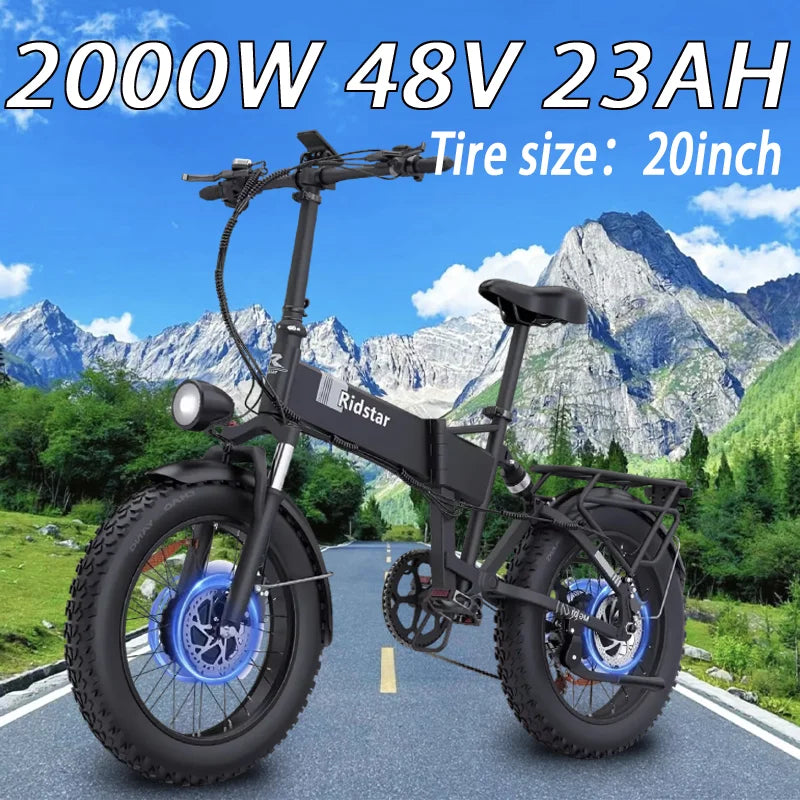 H20 PRO dual motor 2000w 48v 23ah Electric Bike, 20 inch shock absorption mountain off-road Electric bike