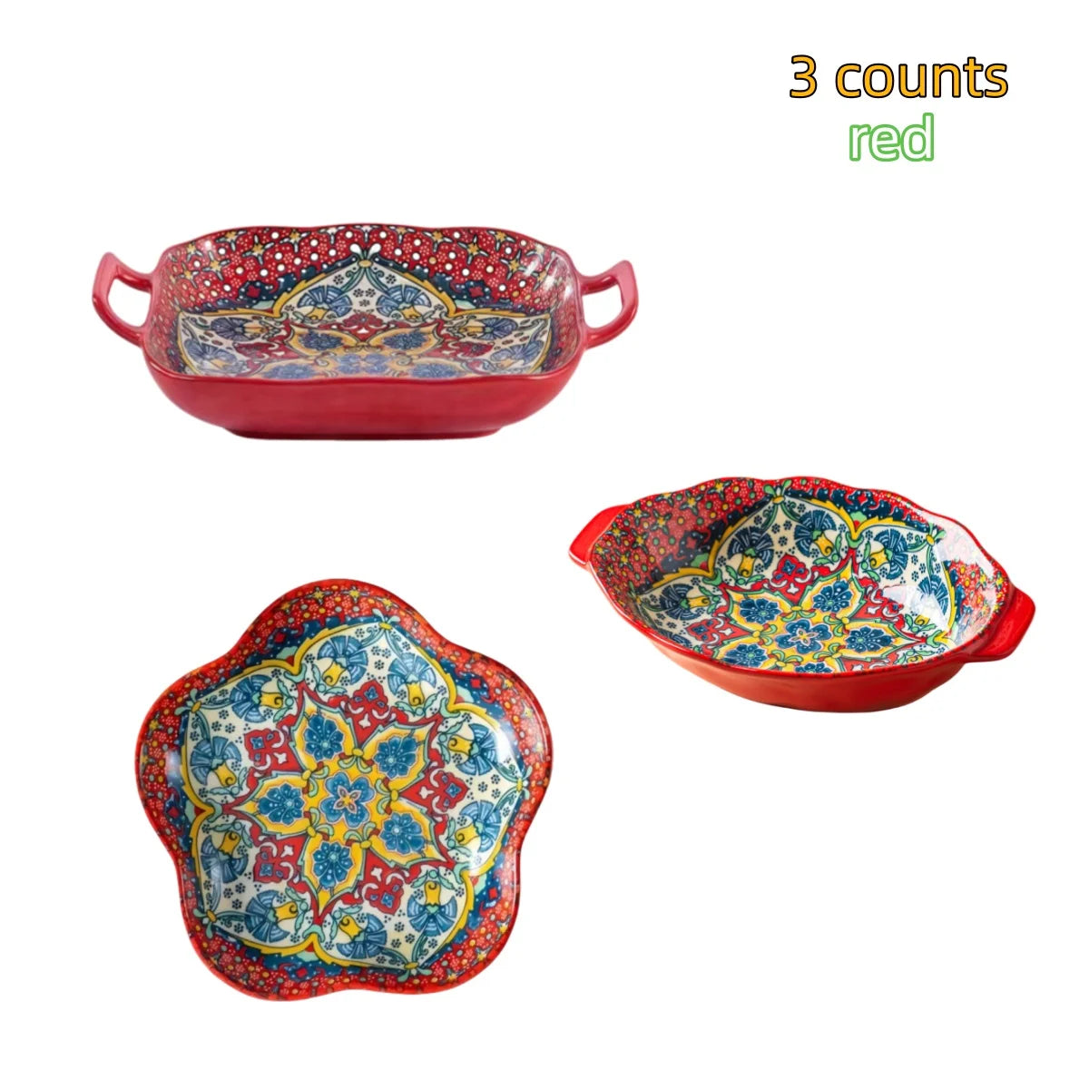 Bohemian ceramic plate set, double-eared fish plate, household steamed fish plate, high-value salad plate, cooking plate