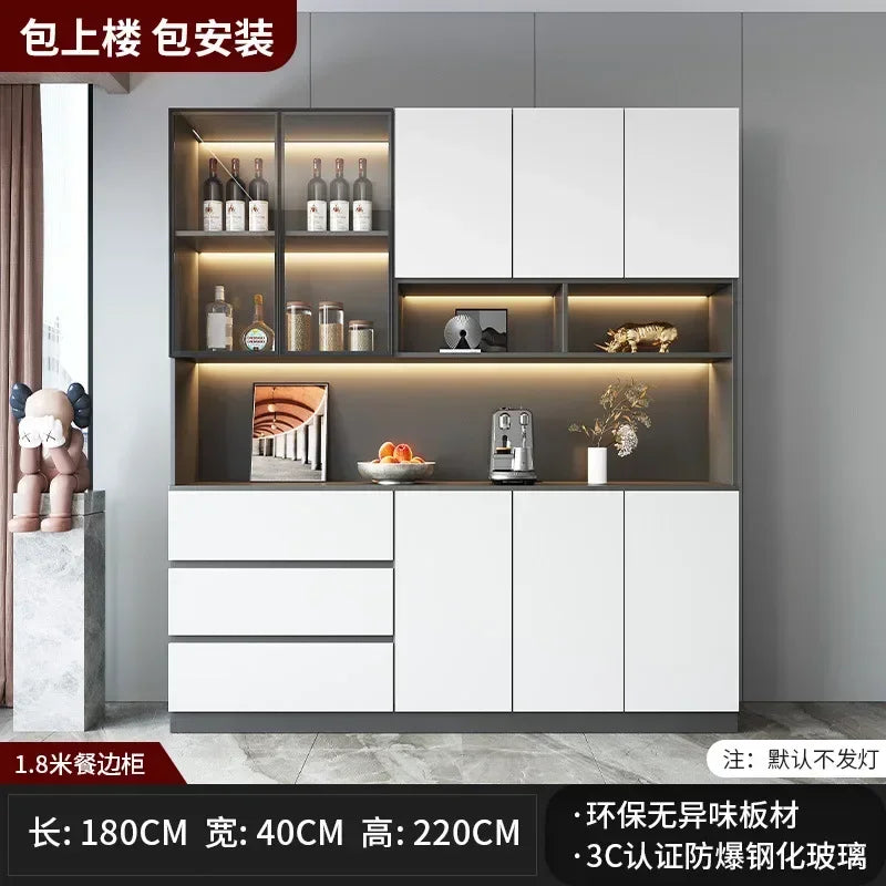 Large Modern Kitchen Pantry with Glass Doors and Drawers, Sideboard Buffet
