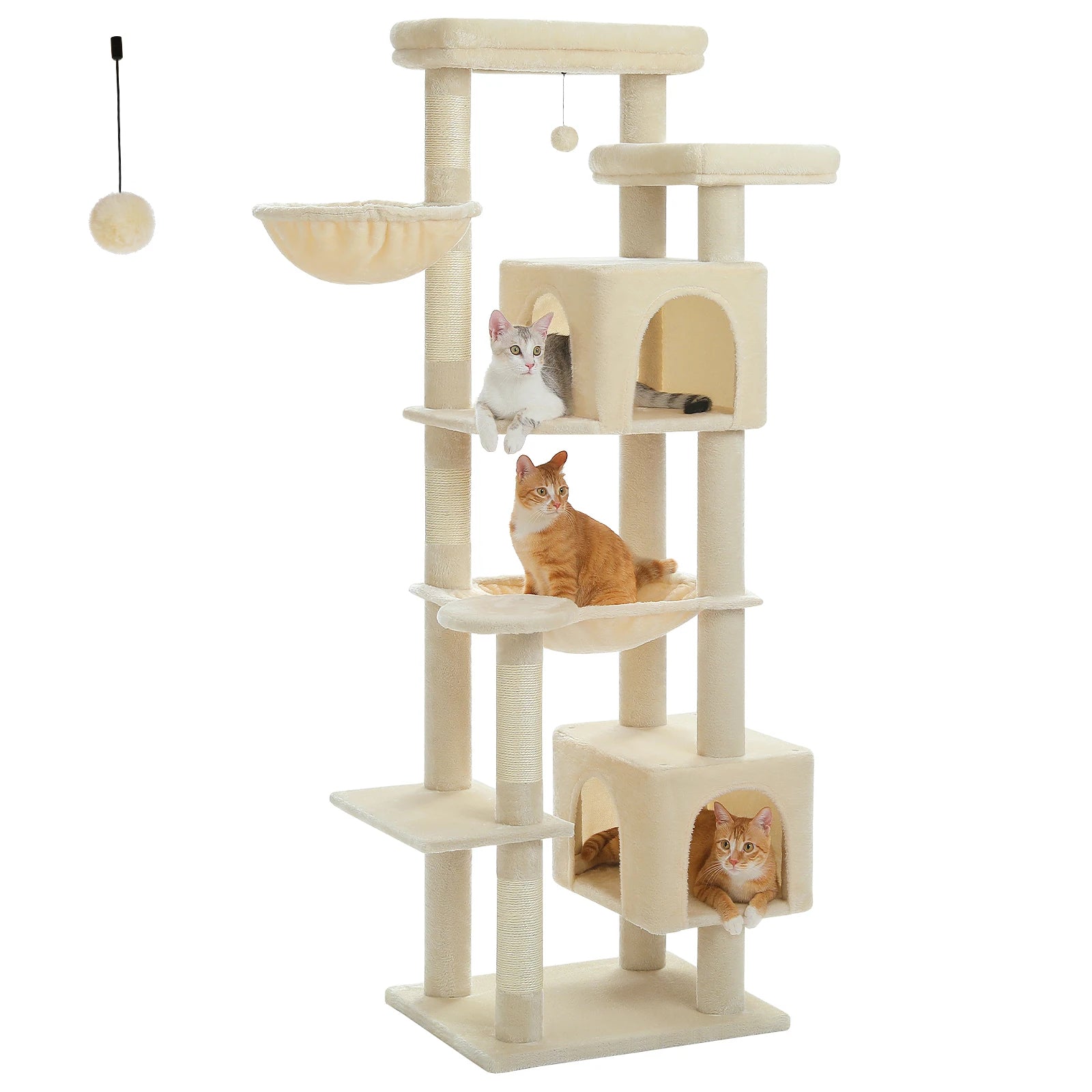 Tall Cat Tree for Indoor Cats Big Cat Tower with Super Large Hammock, Cat Climbing Tree with Scratching Posts Condo House