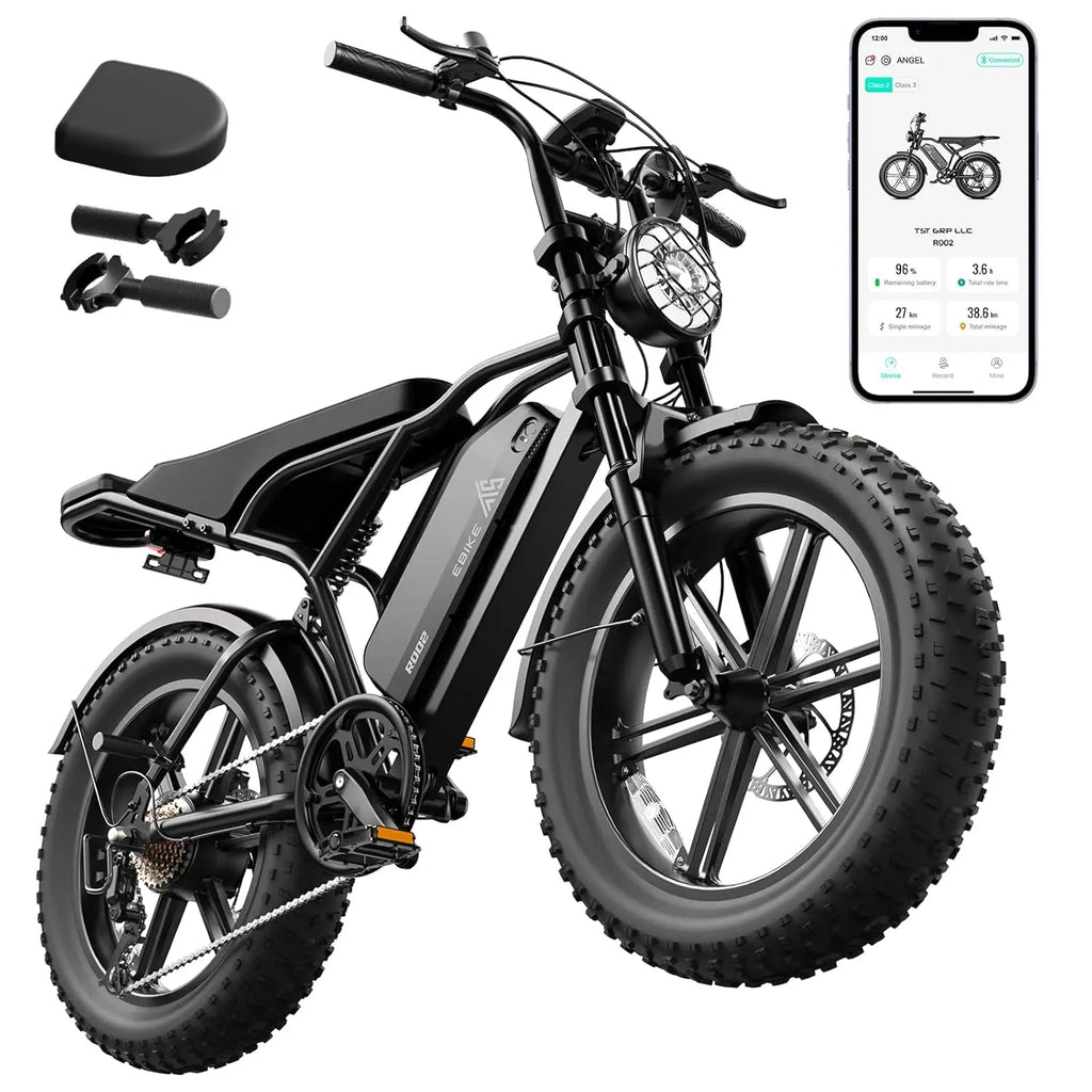 TST Electric Bike for Adults 1500W Peak 20" Fat Tire All-Terrain E-Bike 60 Miles Electric Dirt Bike - 48V 15 AH Battery,
