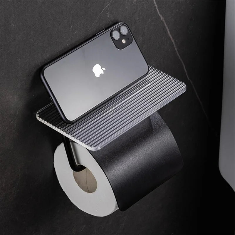 Metal Bathroom Accessories Toilet Paper Holder Organizer Wall Mount WC Phone Holder Towel Roll Shelf Dyson Airwrap Tocadores