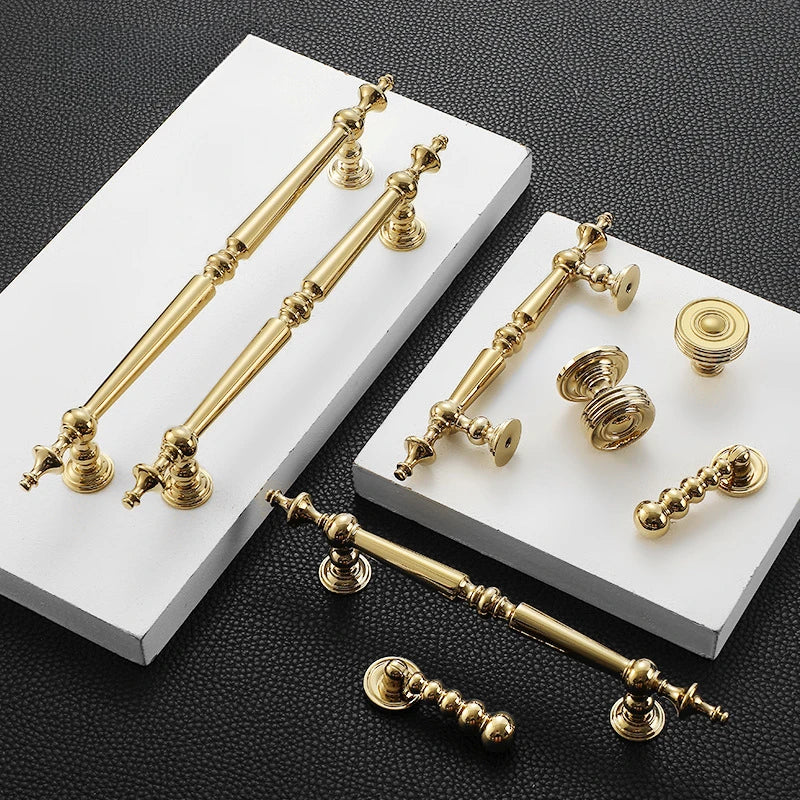 Bright Gold Luxury Solid Brass Handles for Cabinets and Drawers