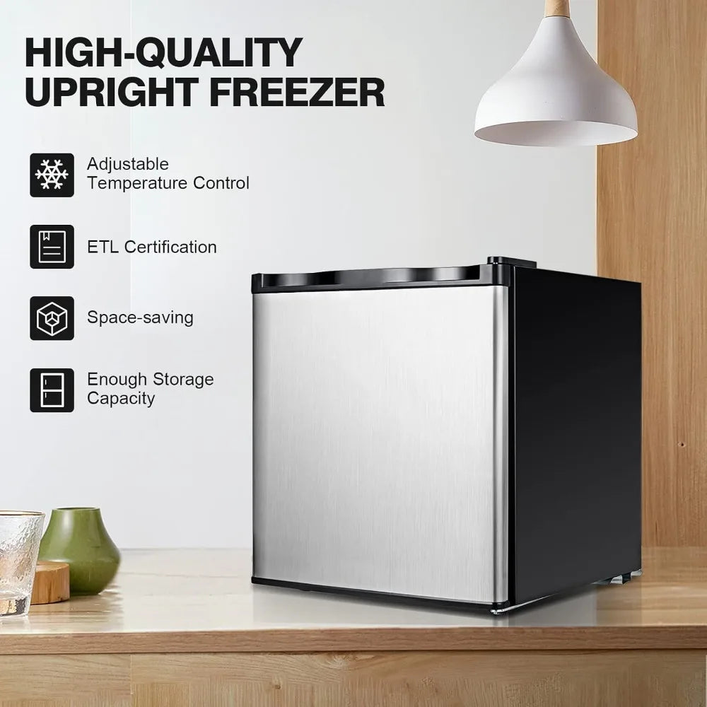 Small Upright Freezer 1.1 Cu Ft Stainless Steel Single Door