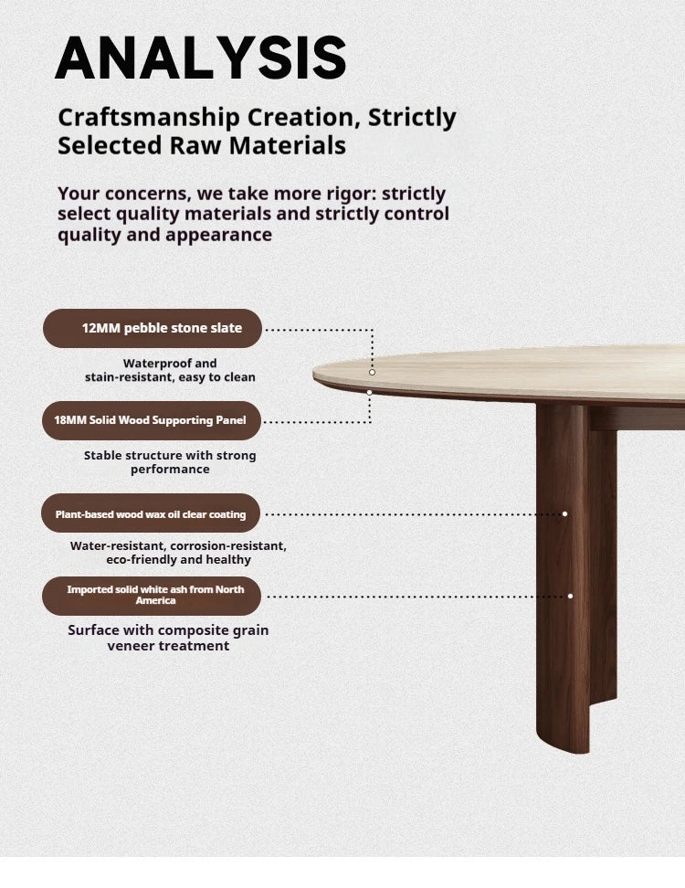 Any Size Custom Beige Travertine Oval Dining Table With Walnut Base
