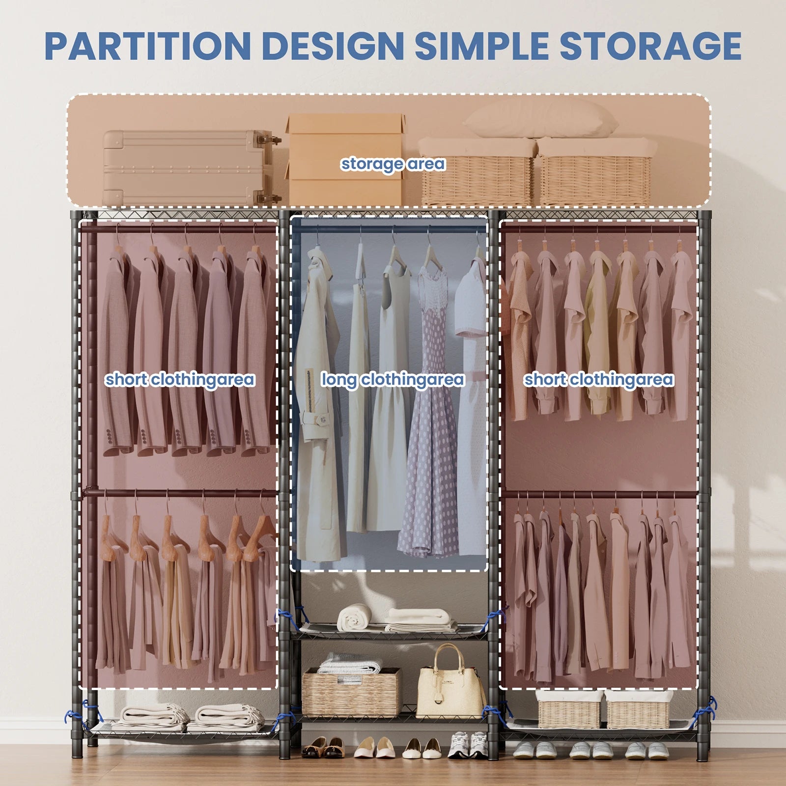 Freestanding Portable Heavy Duty Clothes Rack