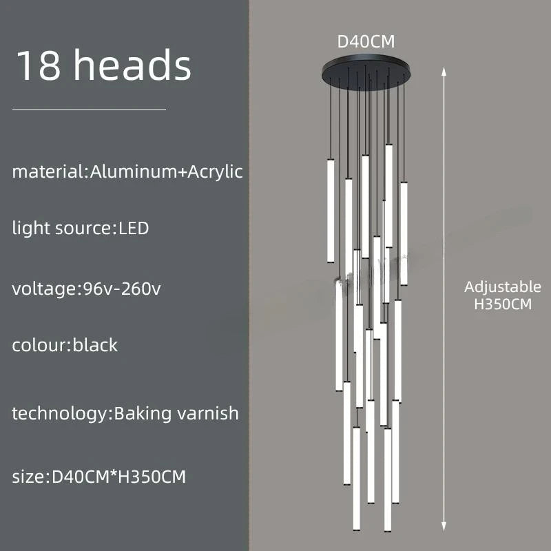 Modern Ceiling Chandelier LED Living Room Spiral Staircase Lighting