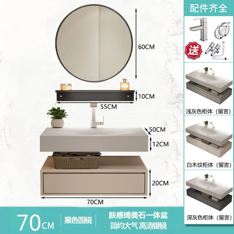 Modern Integrated Bathroom Vanity Washstand Basin, Combined Cabinet