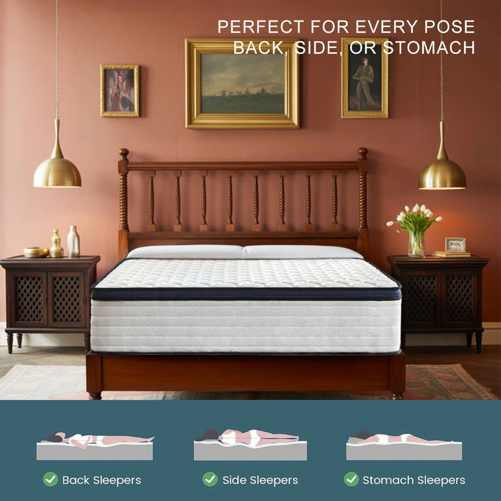 10/12/14 Inch Queen Size Mattress, Hybrid Mattress, Medium Firm for Pressure Relief