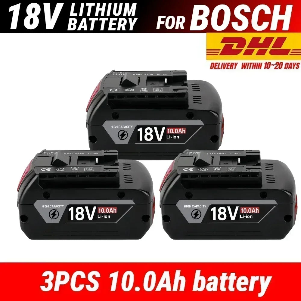 Rechargeable Lithium-Ion Battery for Bosch 18V Tools, 8/10/12.0 Ah Power Tool Batteries