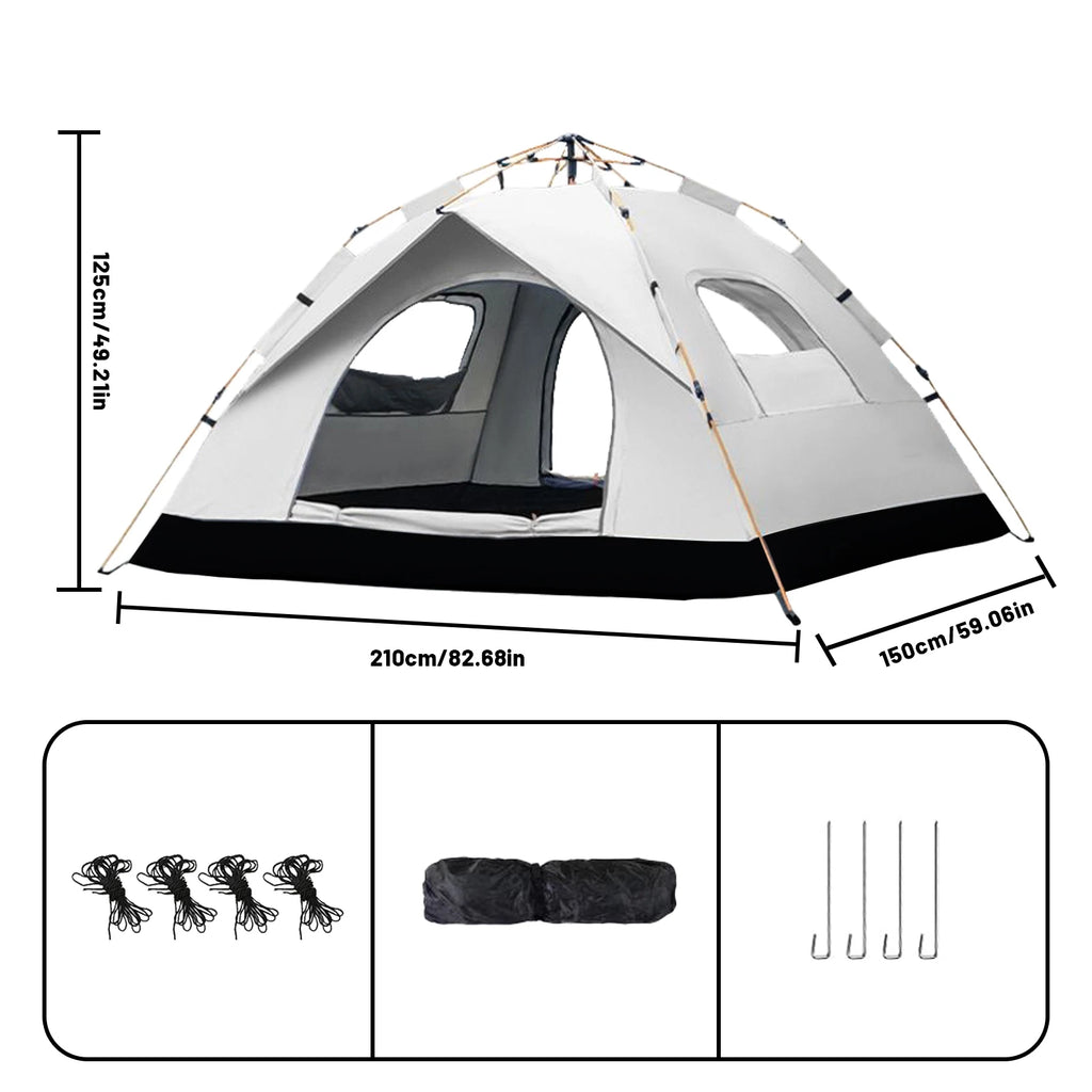 Small Silver Compact Auto-Tent - Quick 60-Second Setup Sunshade for 3-4 People,