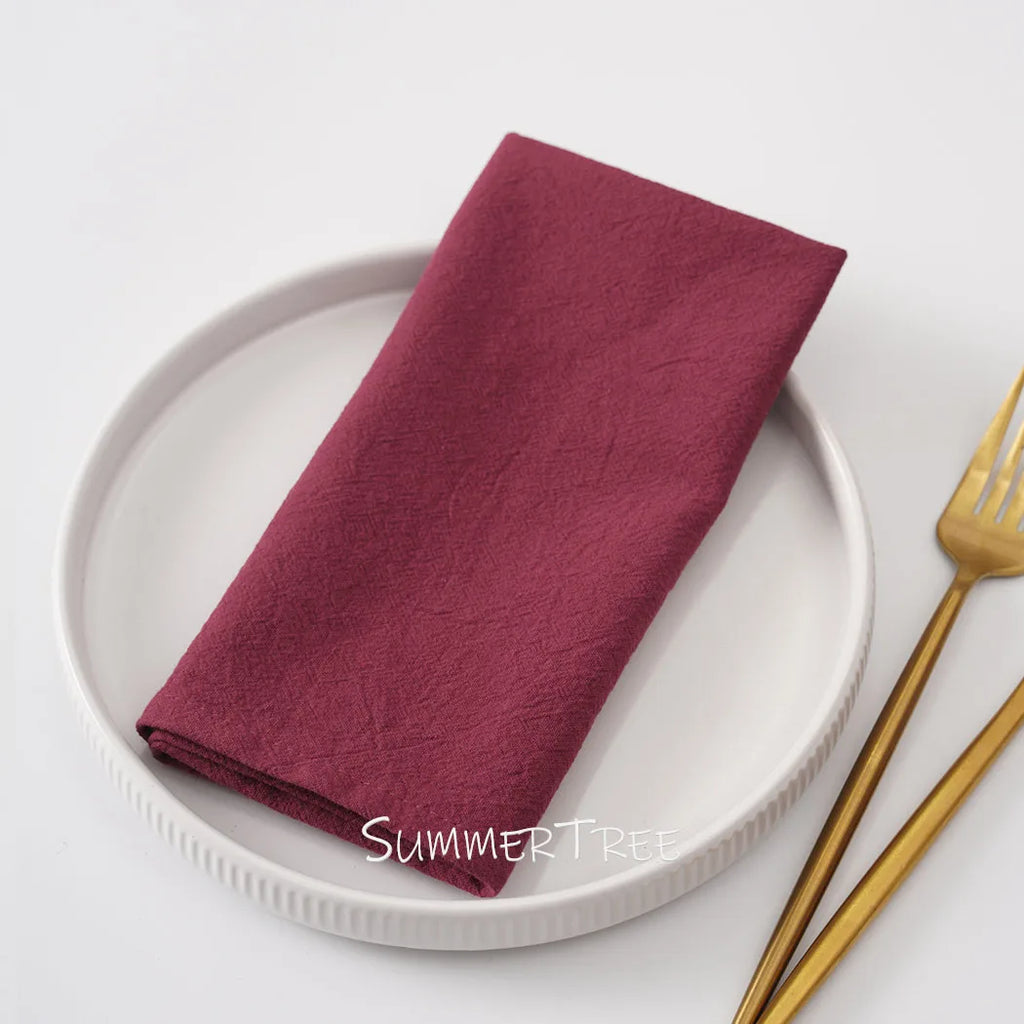 10 Pack 40x40cm Napkins, Washed Cotton Cloth Plain Vintage Style Soft Tea Towels, Place Mats