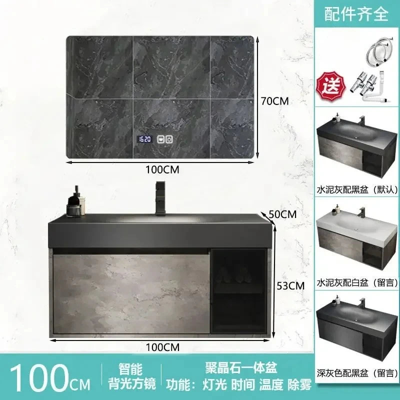 Modern Bathroom Cabinet, Smart Mirror, Integrated Washbasin Bathroom Vanity Cabinets with Sink