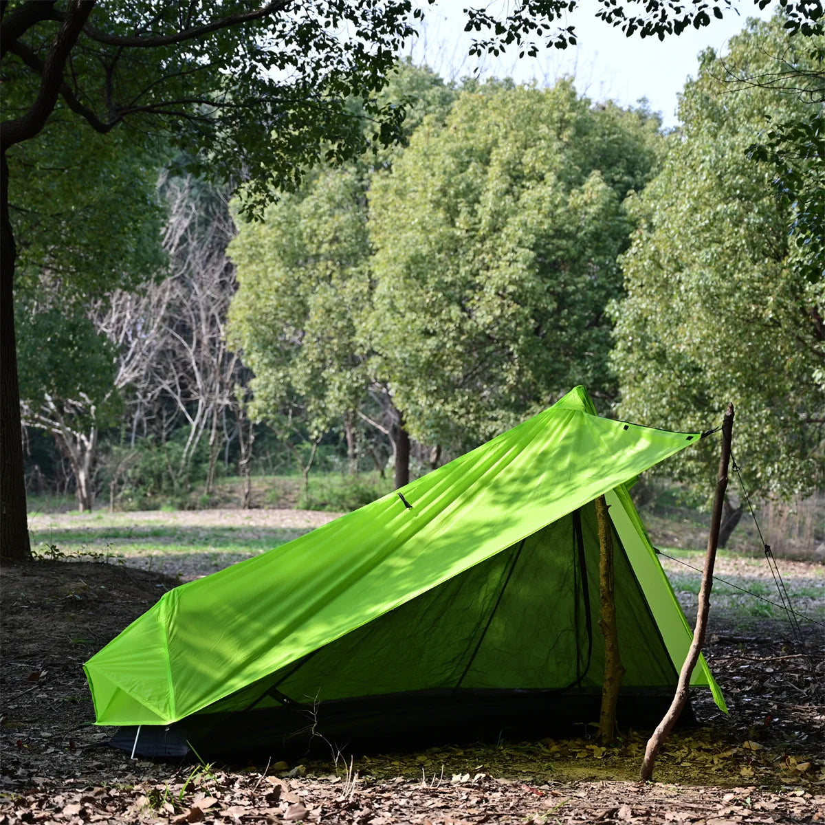 Outdoor Camping Single Person Tent, Ultralight Double Layers 15D Silicone Coated No Poles Tent