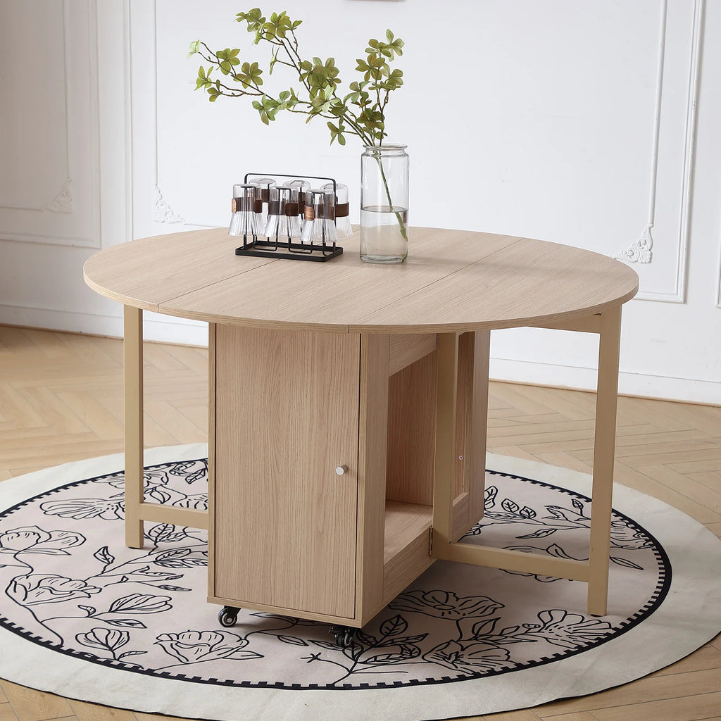 Multifunctional Round Folding Dining Table with Dining Chairs