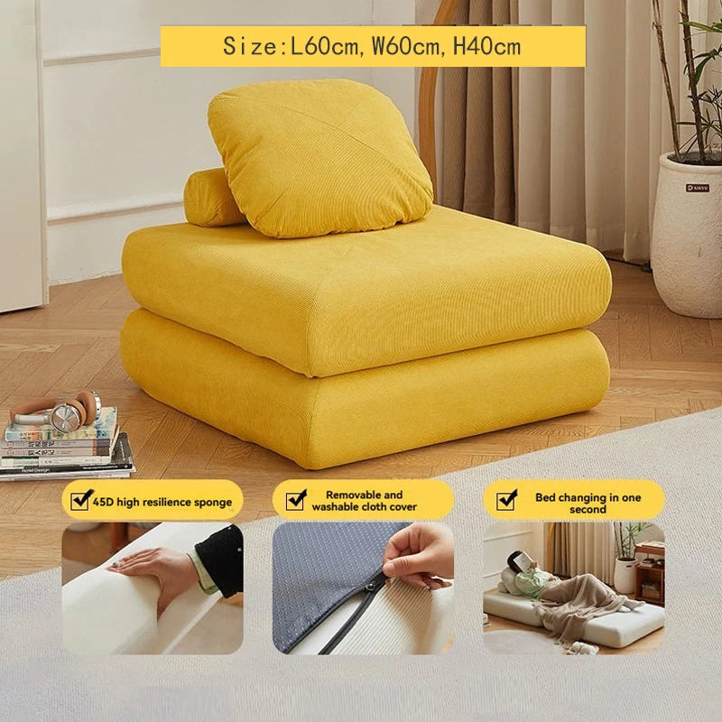 Fabric single, small-sized living room folding dual-use sofa, sofa bed