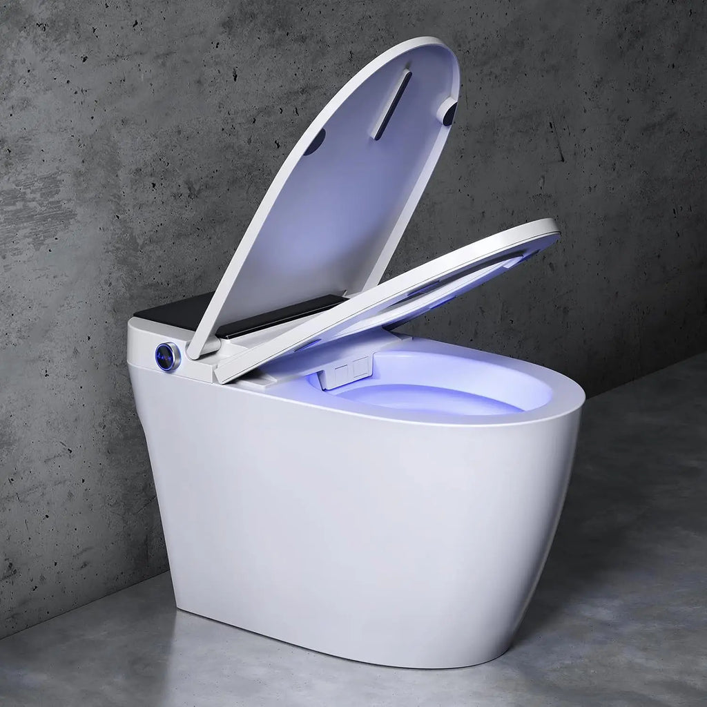 Modern Electric Smart Toilet With Built-In Bidet,Auto Open&Close Lid,Heated Seat,Dual Auto Flush & Foot Sensor, Custom