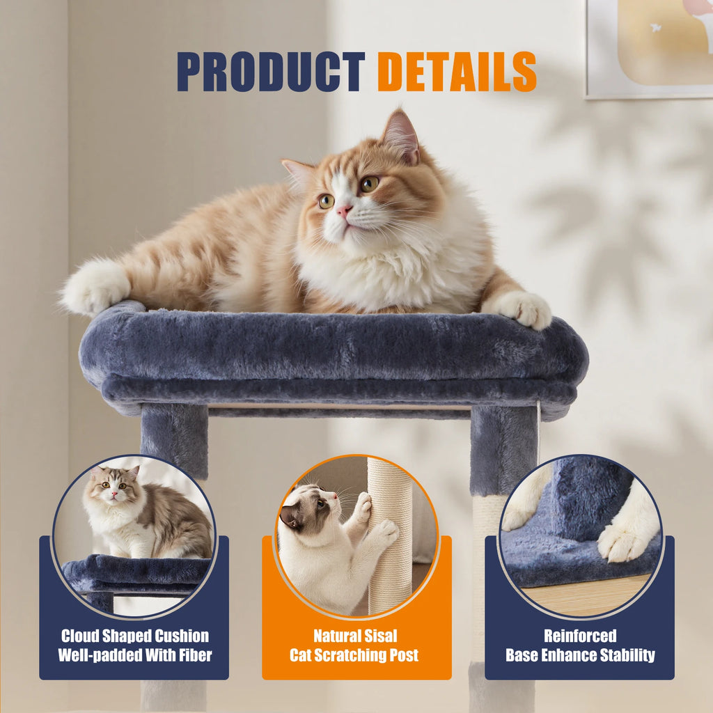 JHK 63In Cat Tree, Tall Multi-Cat Climbing Tower