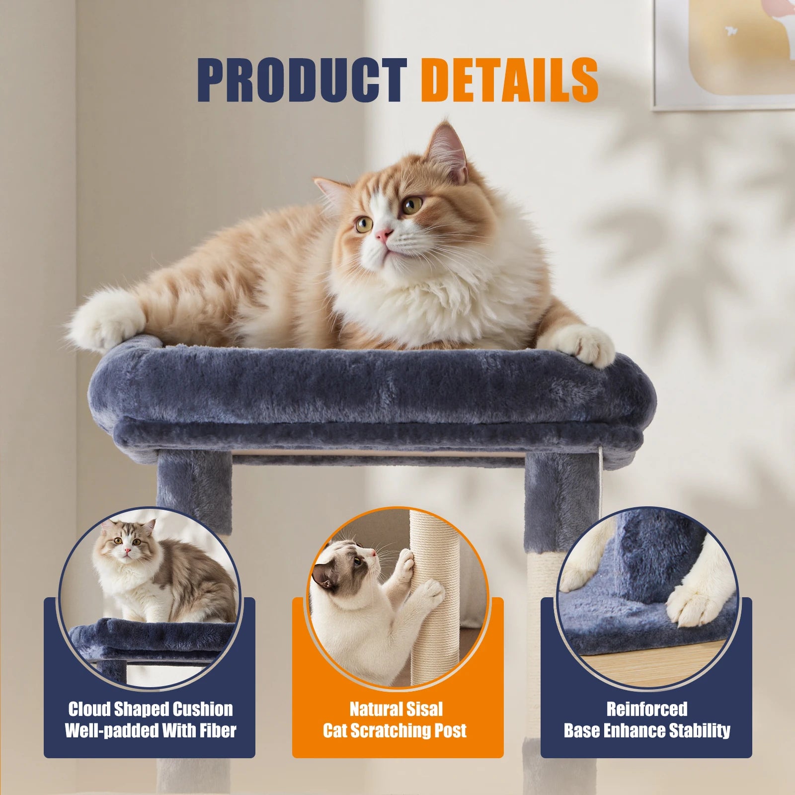 JHK 63In Cat Tree, Tall Multi-Cat Climbing Tower
