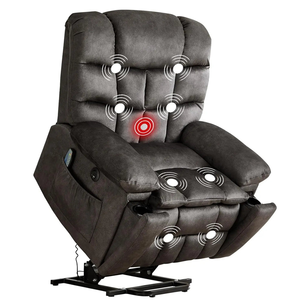 Large Power Lift Recliner with Massage and Heat