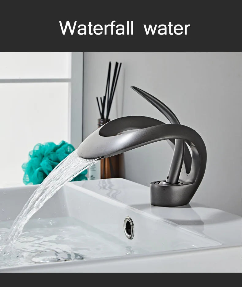 Bathroom White/Gray/Black Aluminum Alloy Single Handle Faucet