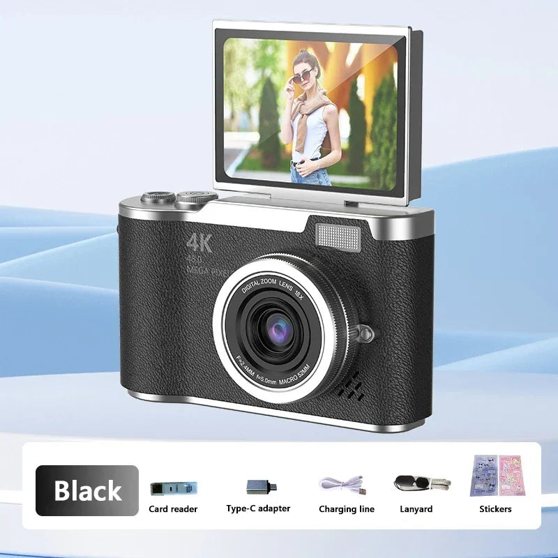 Lenovo 8X Digital Zoom Student Digital Camera, 48MP Portable Digital Photography Camera, 180° Flip Screen Selfie Camera
