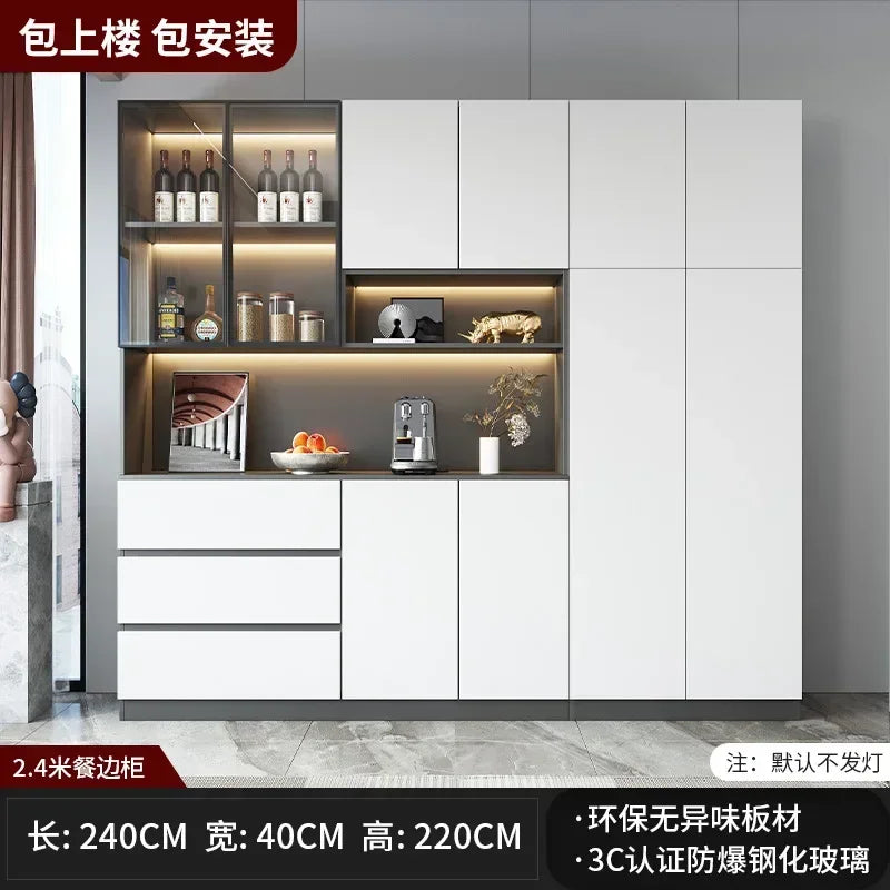 Large Modern Kitchen Pantry with Glass Doors and Drawers, Sideboard Buffet