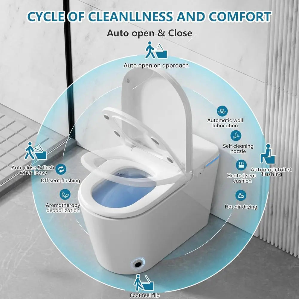Luxury Smart Toilet Built In, Bidet with Heated Seat,Warm Water Sprayer & Dryer,