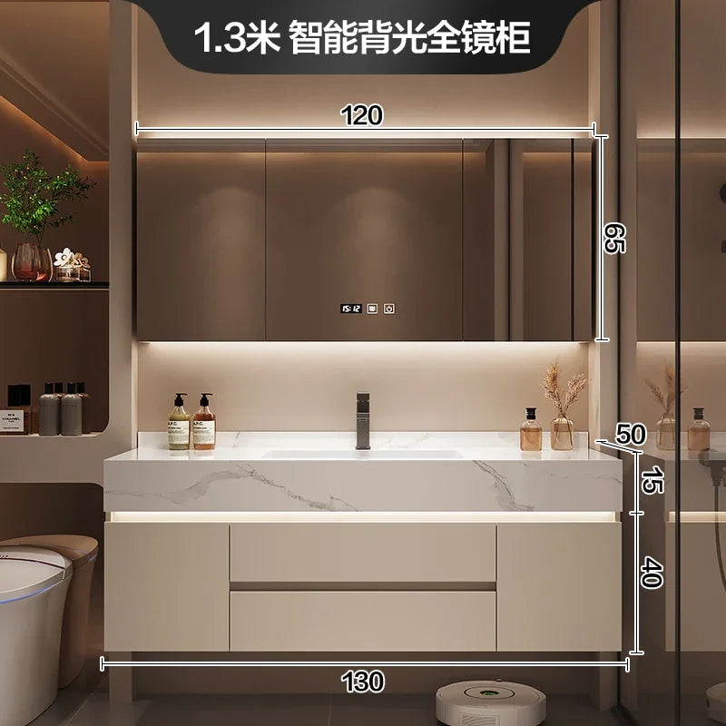 Luxury Bathroom Vanity Cabinet with Storage, Mirror, Wall Shelves