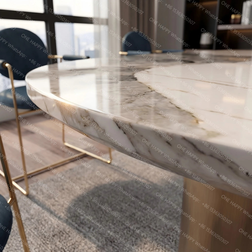 Any Size Custom Italian Marble Dining Table Natural Stone Luxury Dining Set Villa Mansion Penthouse Kitchen Home Furniture Decor