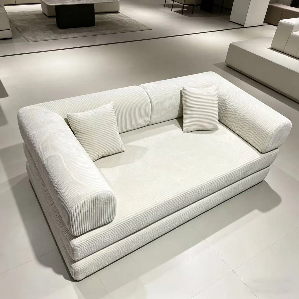 150CM Modern Style Air Compression Fabric Flannel Deformable Modular Couch for Living Room, Sectional Composable Sofa Bed