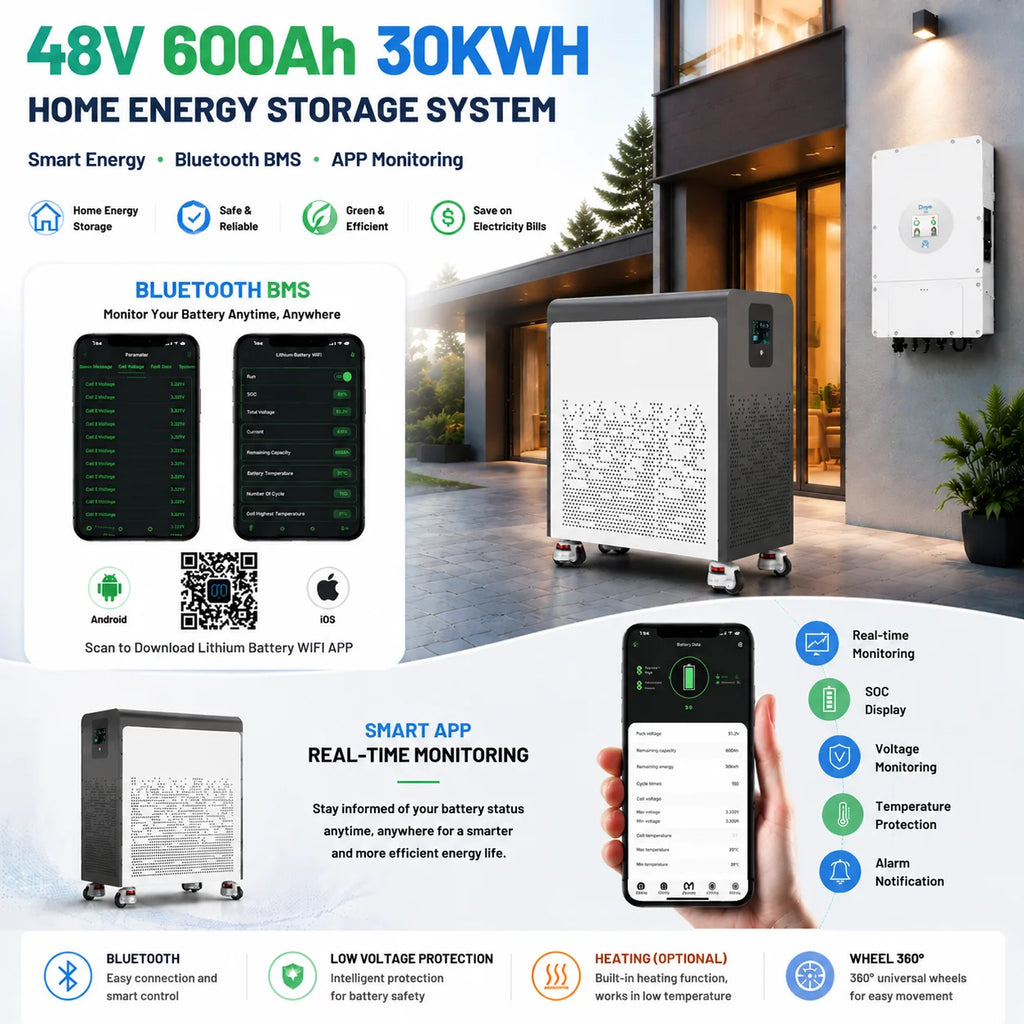 LiFePO4 48V 600Ah 300Ah Battery Pack 6500+ Cycles Bluetooth RS485 CAN BMS 51.2V 100Ah Solar Energy Storage Lithium AKKU EU STOCK