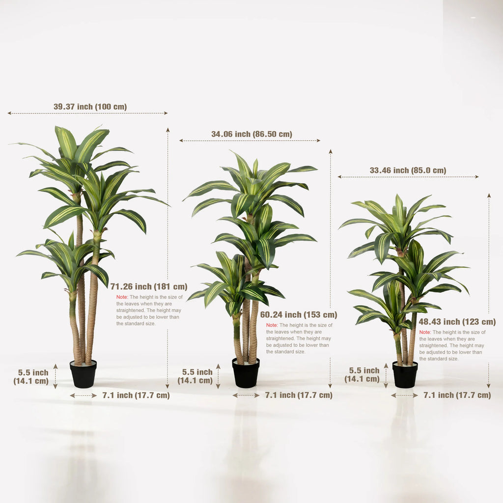 4ft/5ft/6ft Artificial Dracaena Tree in Pot