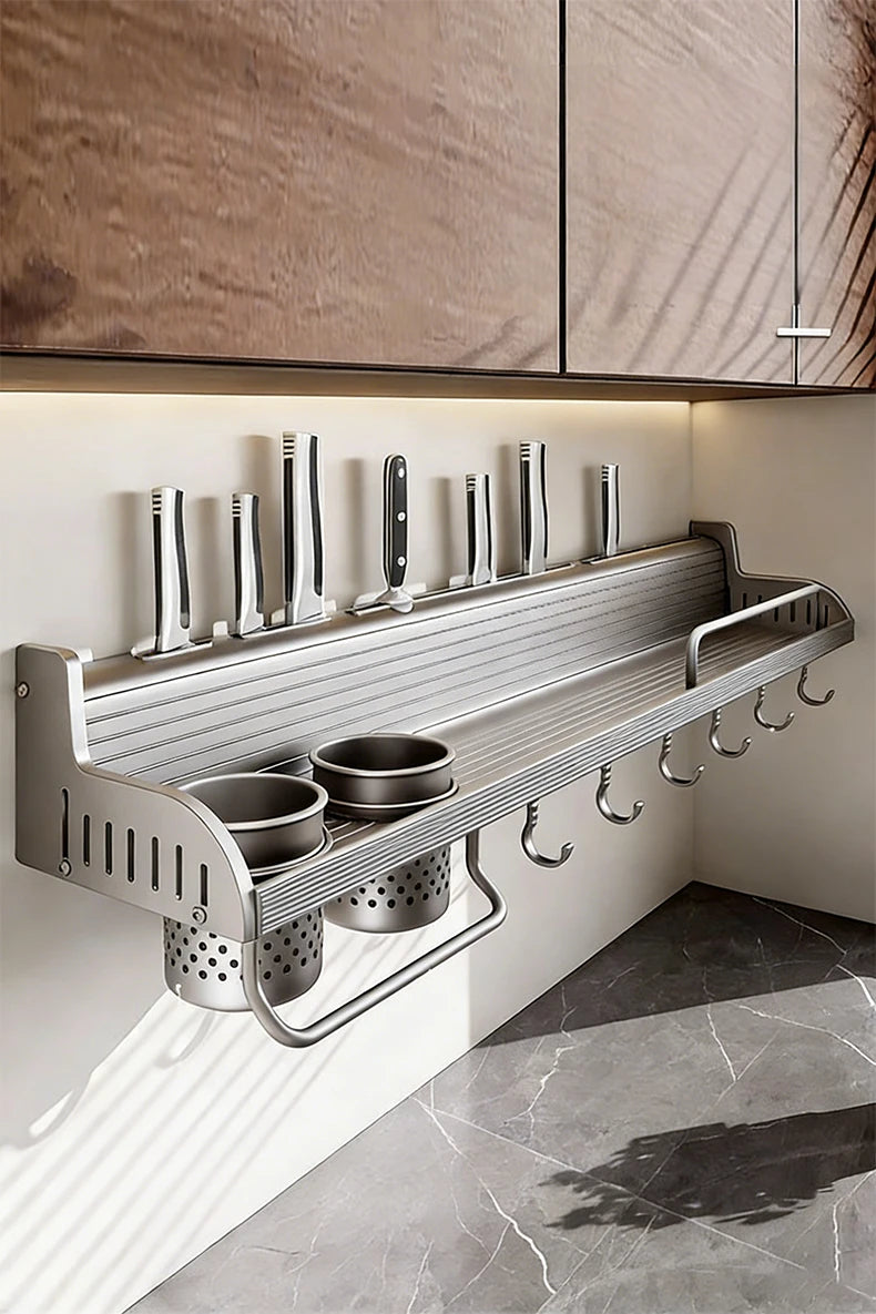 Kitchen Storage Rack Multi Functional Home Wall Mounted Seasoning Chopsticks Knife Holder Complete Collection of Supplies Rack